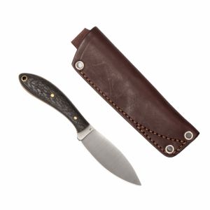 LT Wright Knives Small Northern Hunter - AEB-L Steel - Flat Grind - Carbon Fiber w/Coyote liner img3